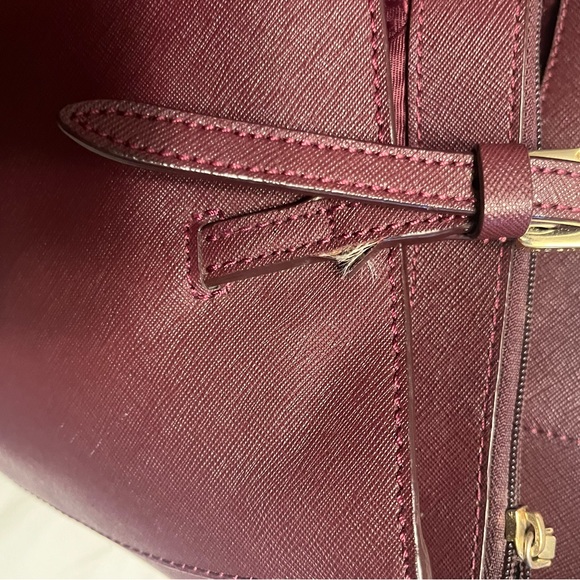 ‼️sold‼️Tory Burch Burgundy Leather Medium York Buckle Tote - Picture 6 of 7